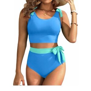 New Women Large Two Piece High Waisted Swimsuits -Tummy Control Bikini
